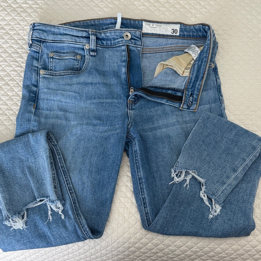 rag & bone Distressed Ankle Cut Hem Jeans